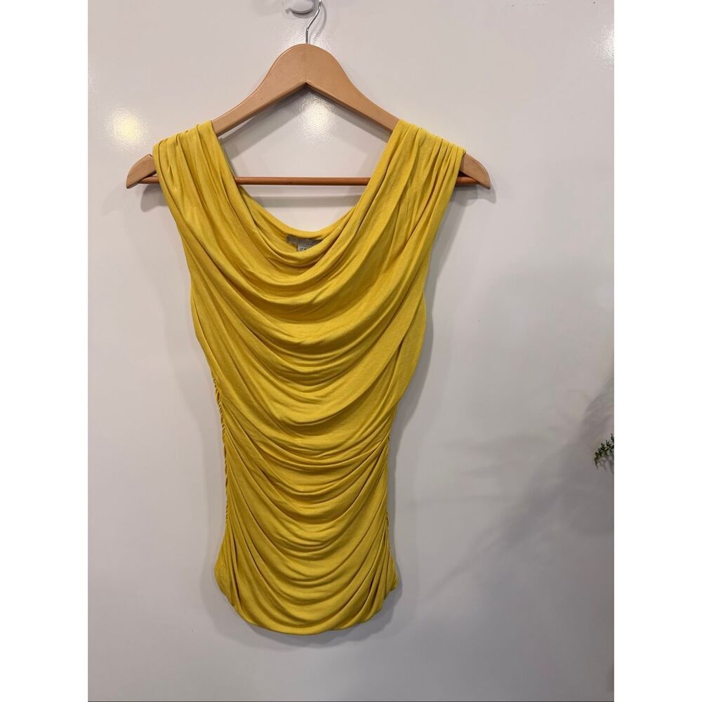 H&M Yellow Cowl Neck‎ Ruched Sleeveless Top XS